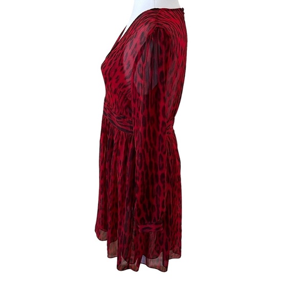 Michael Kors Women’s Long Sleeves V-Neck Dress Red/Black Size 6 - Picture 5 of 12